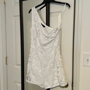 Sparkle White Sequin One-Shoulder Romper